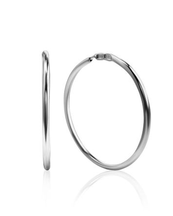 Sleek Sterling Silver Hoop Earrings, image 