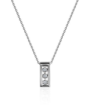 White Gold Necklace With Geometric Diamond Pendant, image 