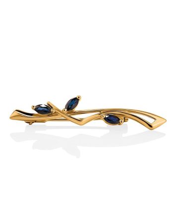 Charming Gold Sapphire Brooch, image 