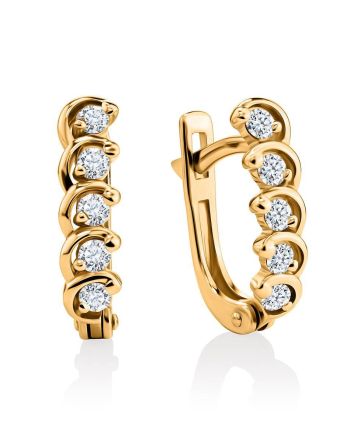 Classy Golden Earrings With White Diamonds, image 