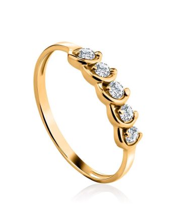 Classy Golden Ring With White Diamonds, Ring Size: 6.5 / 17, image 
