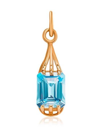 Geometric Golden Pendant With Topaz, image 