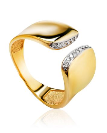 Magnificent Gold Plated Open Ring With Crystals, Ring Size: 6 / 16.5, image 