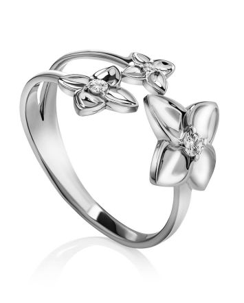 Charming Silver Floral Ring, Ring Size: 6.5 / 17, image 