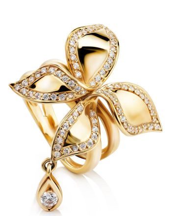 Fantastic Golden Ring With Crystals, Ring Size: 8 / 18, image 