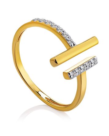 Designer Gold Plated Ring With Crystals, Ring Size: 7 / 17.5, image 