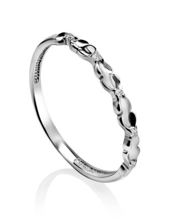 Refined Silver Ring With Crystals, Ring Size: 6.5 / 17, image 