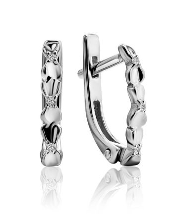 Cute Silver Crystal Earrings, image 