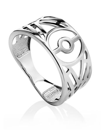 Bold Geometric Silver Band Ring The Sacral, Ring Size: 8.5 / 18.5, image 