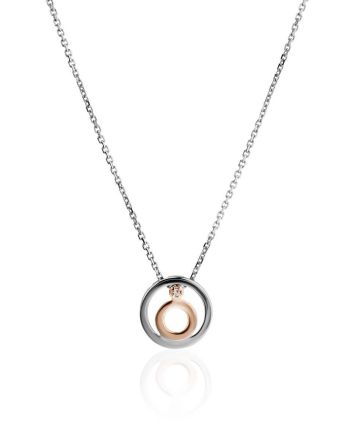 Silver Necklace With Round Diamond Pendant The Diva, Length: 45, image 