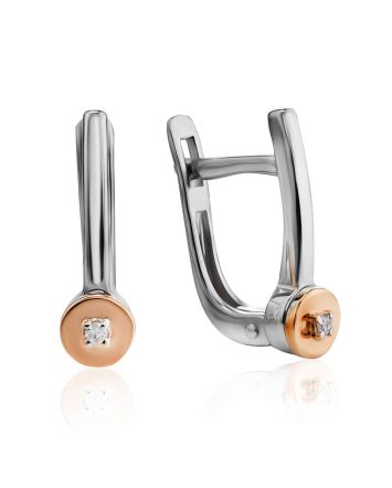 Silver Golden Diamond Earrings The Diva, image 