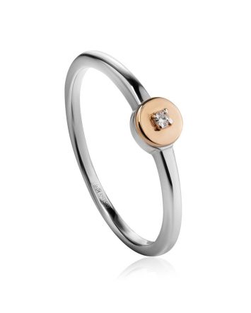 Silver Golden Ring With Solitaire Diamond The Diva, Ring Size: 8 / 18, image 