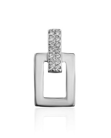 Geometric Silver Pendant With Crystals The Astro, image 