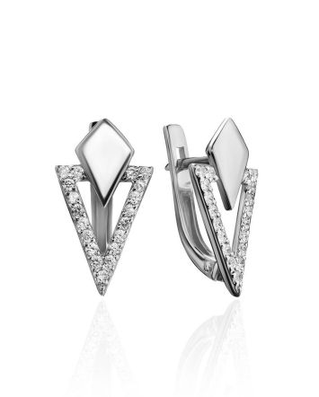 Triangle Silver Crystal Earrings The Astro, image 