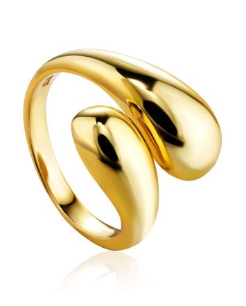 Stylish Modern Gold-Plated Silver Ring The Liquid, Ring Size: Adjustable, image 
