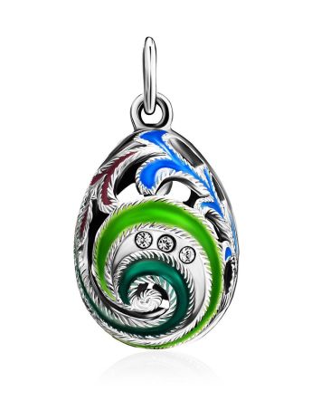 Colorful Enamel Egg Shaped Pendant With Crystals The Romanov, image 