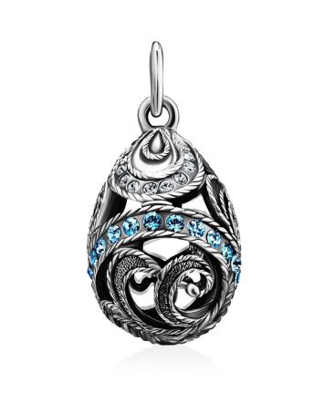 Laced Silver Egg Shaped Pendant With Crystals The Romanov, image 