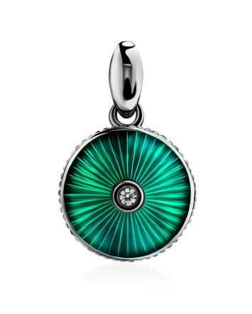 Green Enamel Round Pendant With Crystal The Heritage, image 
