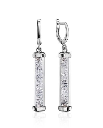 Silver Bar Dangles With Crystals The Ice, image 