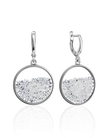 Round Silver Dangles With Dazzling Crystals The Ice, image 