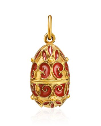 Filigree Handcrafted Egg Shaped Pendant With Red Enamel The Romanov, image 