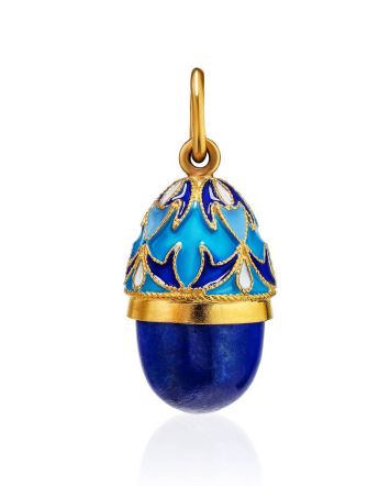 Blue Enamel Egg Shaped Pendant With Lapis Lazuli The Romanov, image 