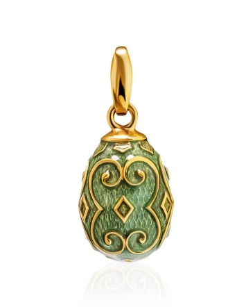Ornate Egg Shaped Pendant With Pistachio Color Enamel The Romanov, image 