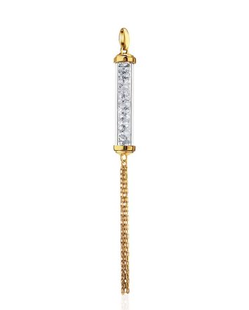 Gold Plated Silver Bar Pendant With Chain Tassel The Ice, image 