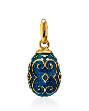 Ornate Gold Plated Egg Shaped Pendant With Enamel The Romanov, image 