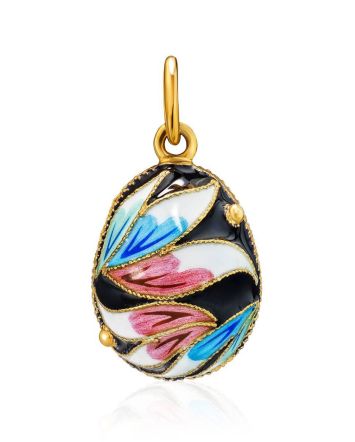 Floral Design Enamel Egg Shaped Pendant The Romanov, image 