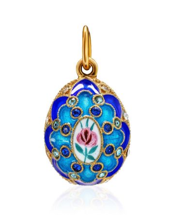 Amazing Multicolor Enamel Egg Shaped Pendant With Crystals The Romanov, image 