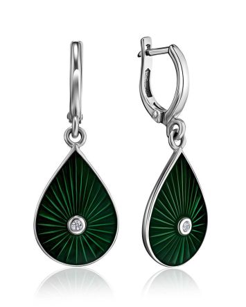 Silver Drop Earrings With Enamel And Diamonds The Heritage, image 