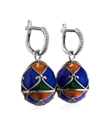 Enamel Egg Shaped Dangles With Crystals The Romanov, image 