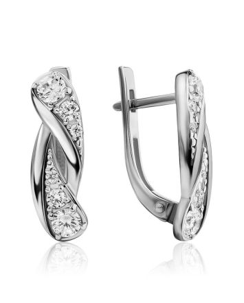 Crystal Encrusted Silver Earrings, image 