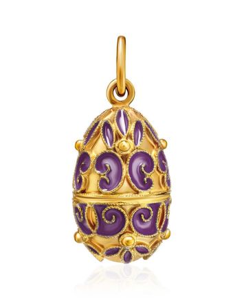Ornate Gold Plated Silver Egg Shaped Pendant With Enamel The Romanov, image 