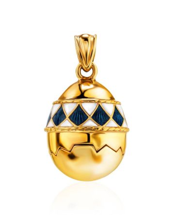 Gold Plated Silver Egg Locket Pendant With Two Toned Enamel The Romanov, image 