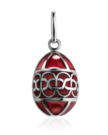 Red Enamel Egg Shaped Pendant The Romanov, image 