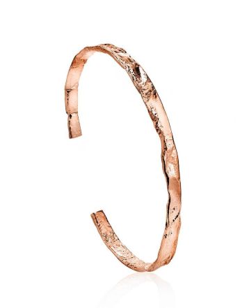 Trendy Textured Rose Gold Bangle Bracelet The Liquid, image 