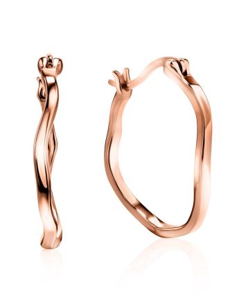 Small 18ct Gold on Sterling Silver ​Hammered Hoop Earrings The Liquid, image 