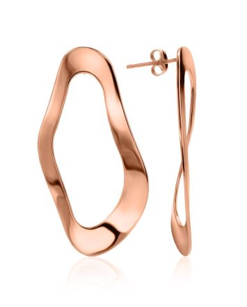 Abstract Design Rose Gold Plated Silver Earrings The Liquid, image 