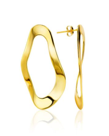 Abstract Design Gold Plated Silver Earrings The Liquid, image 