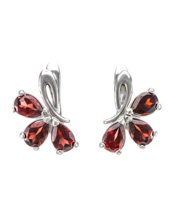 Chic Silver Earrings With Garnet The Flora, image 