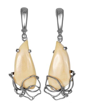 Elegant Handcrafted Dangle Earrings With Mammoth Tusk The Era, image 