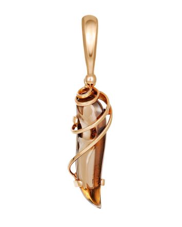 Gold Plated Silver Pendant With Luminous Smoky Quartz The Serenade, image 