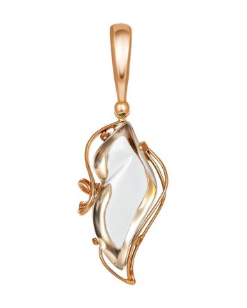 Ornate Gold Plated Silver Pendant With Light Blue Topaz The Serenade, image 