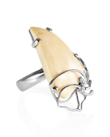 Silver Adjustable Ring With Mammoth Tusk The Era, Ring Size: Adjustable, image 