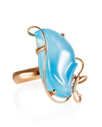 Gold Plated Silver Cocktail Ring With Chalcedony The Serenade, Ring Size: Adjustable, image 