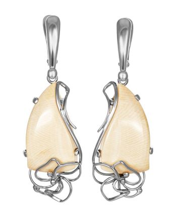 Mammoth Tusk Silver Dangle Earrings The Era, image 