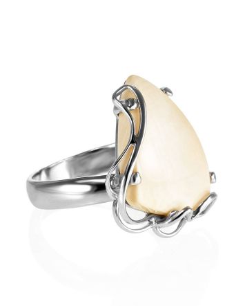 Handcrafted Silver Ring With Mammoth Tusk The Era, Ring Size: Adjustable, image 