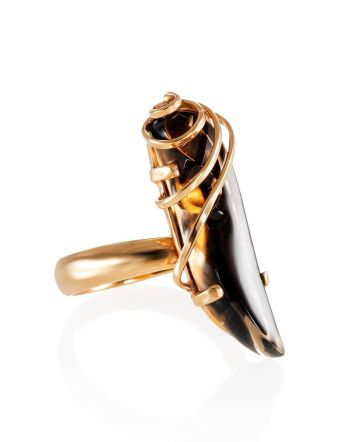 Smoky Quartz Gold Plated Silver Ring The Serenade, Ring Size: Adjustable, image 